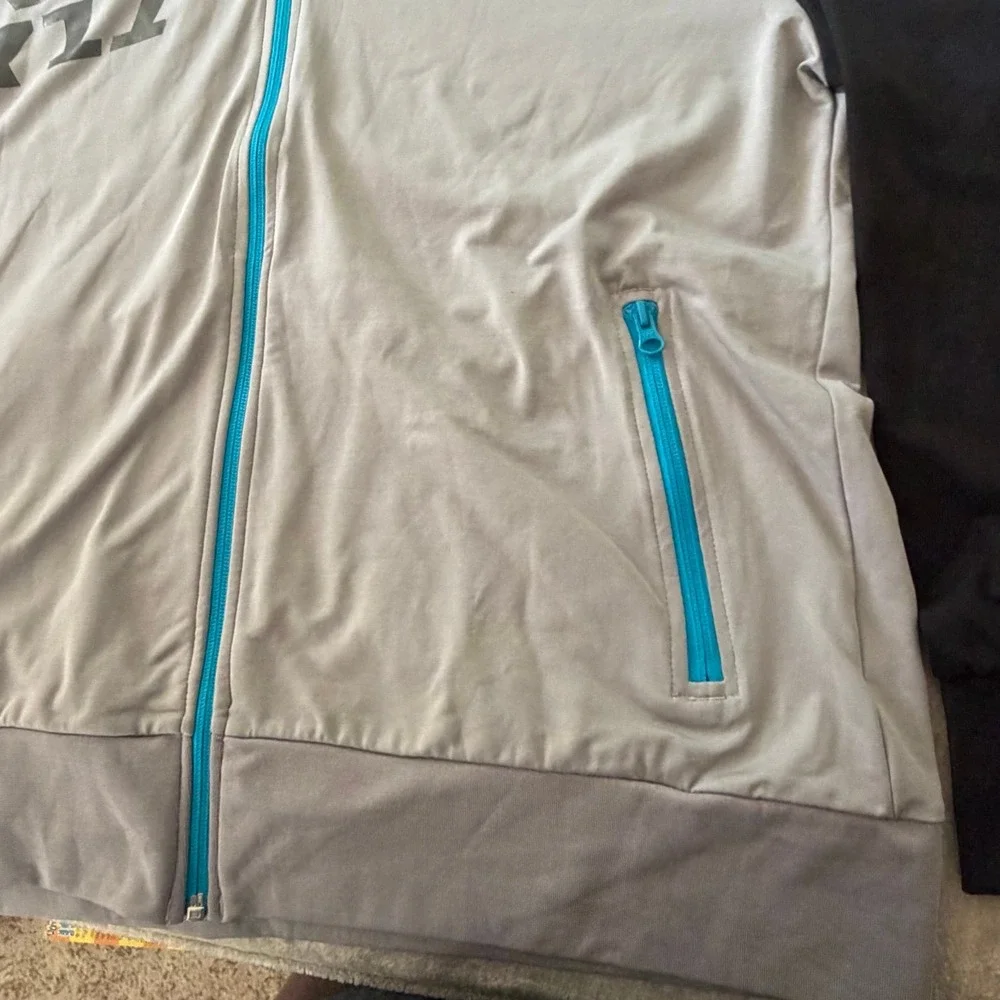 Polaris Adult Large Full Zip Hooded Jacket Gray Black Blue ATV Riding